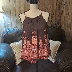 Soho Jeans Boho Purple/Red Floral Paisley Camisole Tank Top Size S
